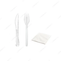 Transparent knife and fork with napkins