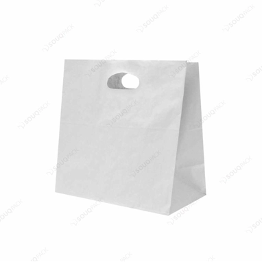 WHITE PAPER BAG WITH DIE - CUT HANDLE