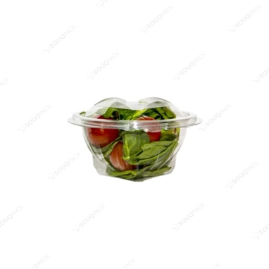 PET SALAD CONTAINER HINGED LID