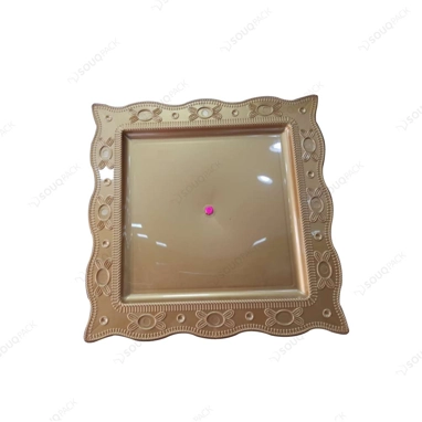 SQUARE GOLDEN WOODEED PLASTIC TRAY