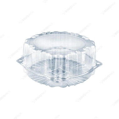 ROUND CAKE CLEAR CONTAINER WITH HINGED LID