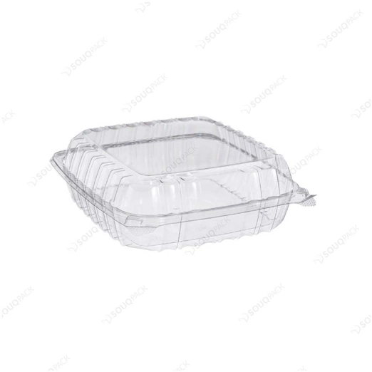 SQUARE CLEAR CONTAINER WITH HINGED LID